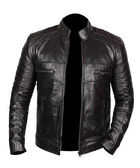 luxury black leather jacket.